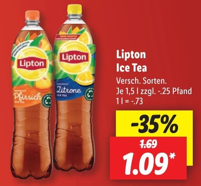 Lipton Ice Tea 1,5 L Angebot bei Lidl