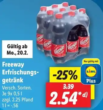 Lidl Freeway Erfrischungsgetränk 9x0,5 L Angebot