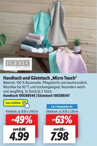 Lidl Egeria Handtuch und Gästetuch Micro Touch Angebot