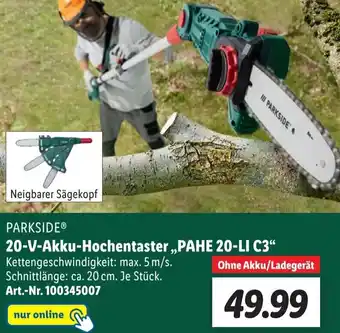 Lidl Parkside 20 V Akku Hochentaster ,,PAHE 20 Li C3" Angebot