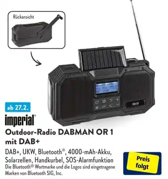 Aldi Süd Imperial Outdoor Radio DABMAN OR 1 mit DAB+ Angebot