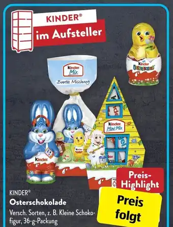 Aldi Süd Kinder Osterschokolade 36 g Packung Angebot