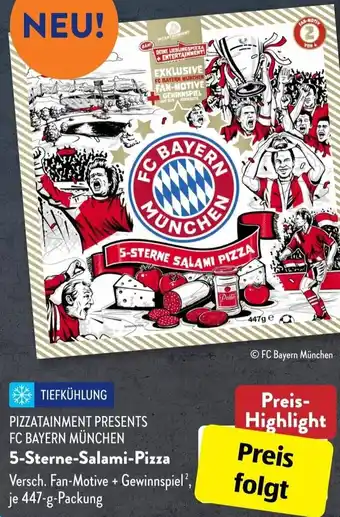 Aldi Süd Pizzatainment Presents FC Bayern München 5 Sterne Salami Pizza 447 g Packung Angebot