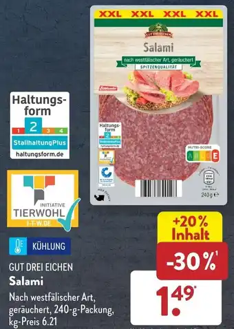 Aldi Süd Gut Drei Eichen Salami 240 g Packung Angebot