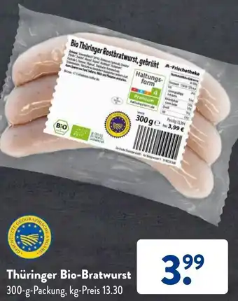 Aldi Süd Thüringer Bio Bratwurst 300 g Packung Angebot