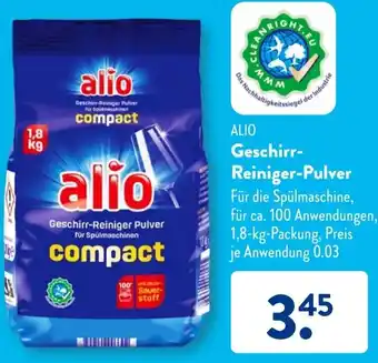 Aldi Süd Alio Geschirr Reiniger Pulver 1,8 kg Packung Angebot
