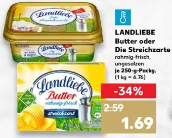 Kaufland Landliebe Butter oder Die Streichzarte 250 g Packg. Angebot