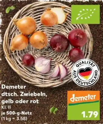 Kaufland Demeter dtsch. Zwiebeln, gelb oder rot 500 g Netz Angebot