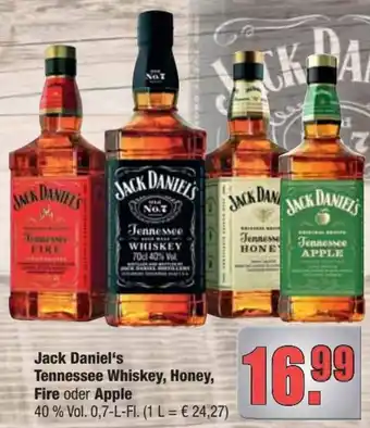 alldrink Jack Daniel's Tennessee Whiskey, Honey, Fire oder Apple 0,7 L-Fl. Angebot