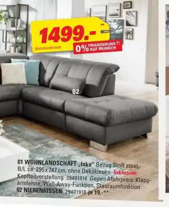 Höffner 01 wohnlandschaft „inka” 02 nierenkissen Angebot