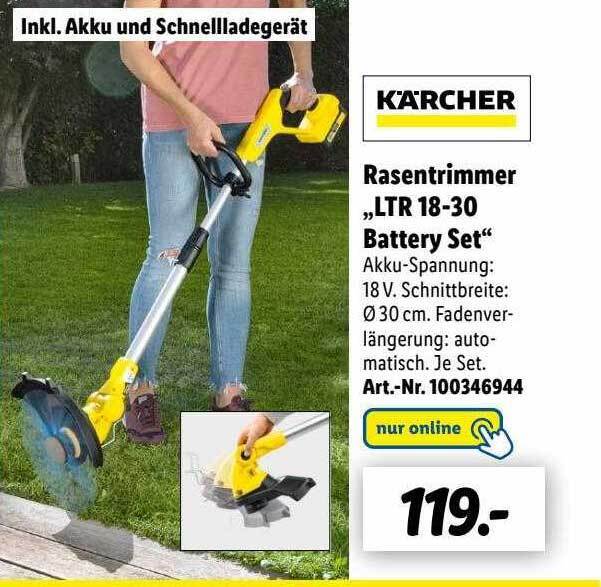 Kärcher rasentrimmer „ltr 1830 battery set“ Angebot bei Lidl