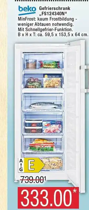 Marktkauf Beko gefrierschrank „fs124340n“ Angebot