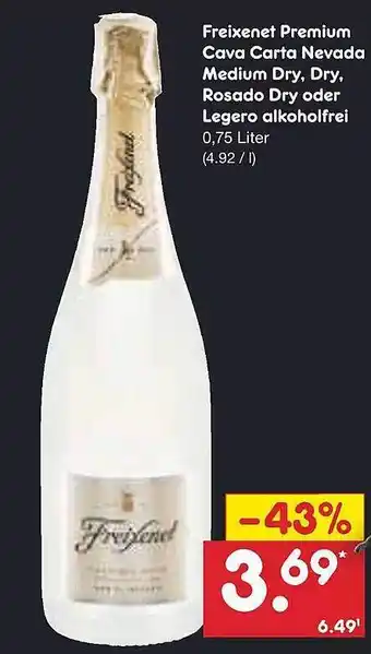 Netto Marken-Discount Freixenet premium cava carta nevada medium dry, rosado dry oder legero alkoholfrei Angebot