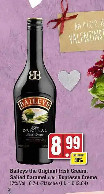 Edeka Baileys the original irish cream, salted caramel oder espresso crème Angebot