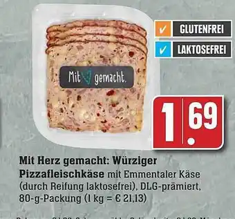 Edeka Mit herz gemacht: würziger pizzafleischkäse Angebot