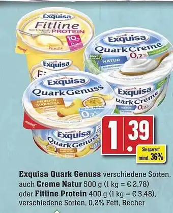 Edeka Exquisa quark genuss auch creme natur, oder fitline protein Angebot