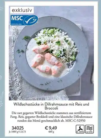 Eismann Wildlachsstücke in dillrahmsauce mit reis und broccoli Angebot