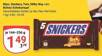 Globus Mars, snickers, twix, milky way oder balisto schokoriegel Angebot