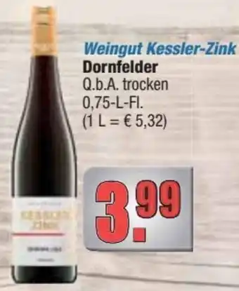 alldrink Weingut Kessler Zink Dornfelder 0,75 L-Fl. Angebot