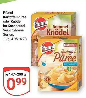 Globus Pfanni kartoffel püree oder knödel im kochbeutel Angebot