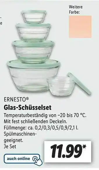 Lidl Ernesto glas-schüsselset Angebot