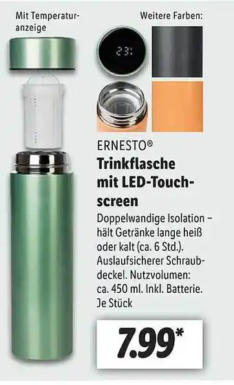 Lidl Ernesto trinkflasche mit led-touchscreen Angebot