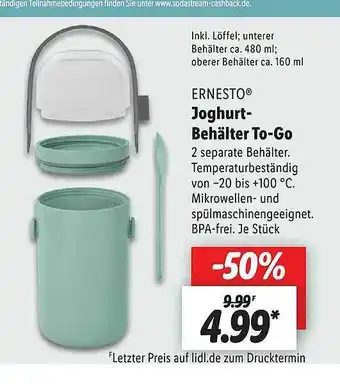 Lidl Ernesto joghurt-behälter to-go Angebot