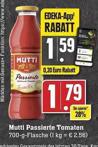 Scheck-in-Center Mutti passierte tomaten Angebot