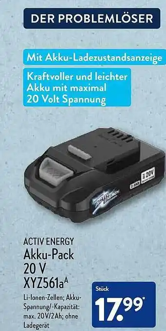 Aldi Nord Activ energy akku-pack 20v xyz561a Angebot