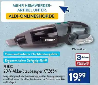 Aldi Nord Ferrex 20-v-akku-staubsauger xyz654 Angebot