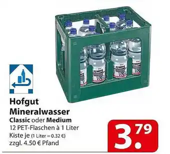 Famila Nord Ost Hofgut mineralwasser classic oder medium Angebot