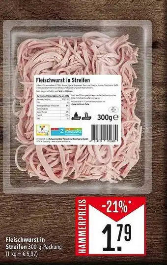 Marktkauf Fleischwurst in streifen Angebot