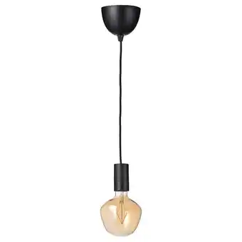 IKEA Sunneby / molnart lampenaufhängung +led-leuchtmittel schwarz glockenform/klarglas braun Angebot