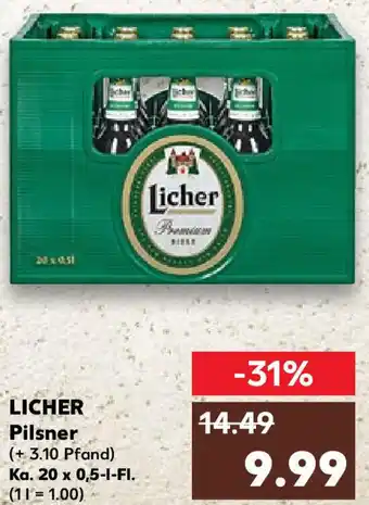 Kaufland Licher Pilsner Ka. 20x0,5 L-Fl. Angebot