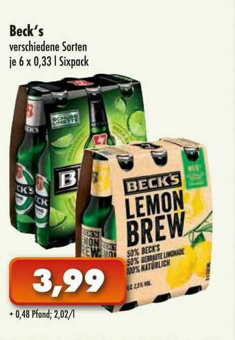 Lösch Depot Beck's Verschiedene Sorten Angebot