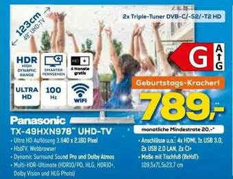 Euronics XXL Panasoni Tx-49hxn978 Uhd-tv Angebot