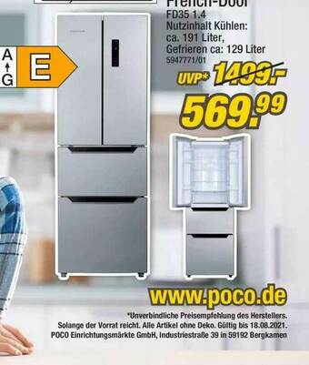 Poco Kühl-gefrierkombination French-door Angebot