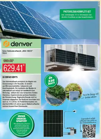 Marktkauf Denver Solar Balkonkraftwerk BSS-10610 Angebot