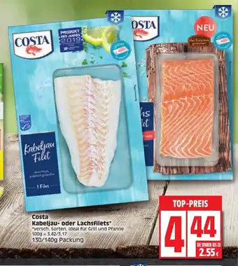 Edeka Costa Kabeljau oder Lachsfilets 130/140g Angebot