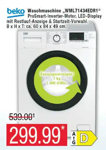 Marktkauf Beko Waschmaschine l WML71434EDR1 Angebot