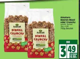 Edeka Alnatura Beeren Müsli oder Cruncy 750g Beutel Angebot