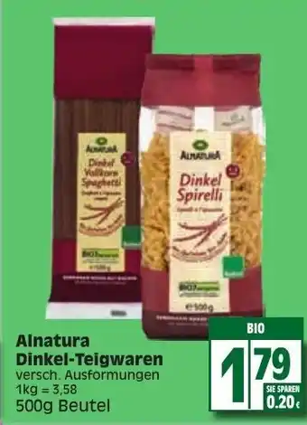 Edeka Alnatura Dinkel Teigwaren 500g Beutel Angebot