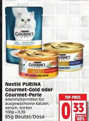 Edeka Nestlé Purina Gourmet Gold oder Gourmet Perle 85g Beutel/Dose Angebot