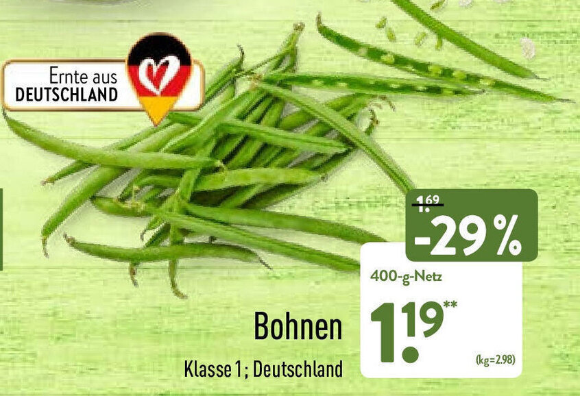 Bohnen 400g Angebot bei Aldi Nord