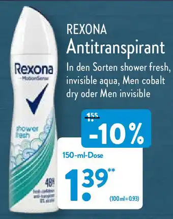 Aldi Nord Rexona Antitranspirant 150ml Angebot