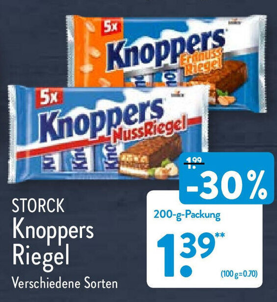 Storck Knoppers Riegel 200g Angebot bei Aldi Nord