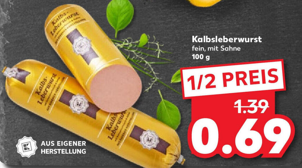 Kalbsleberwurst 100 g Angebot bei Kaufland
