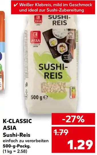 Kaufland K-Classic Asia Sushi Reis 500 g Packg. Angebot