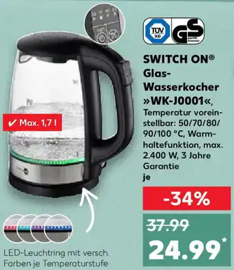 Kaufland Switch On Glas Wasserkocher WK-J0001 Angebot