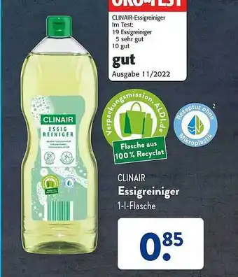 Aldi Süd Clinair essigreiniger Angebot